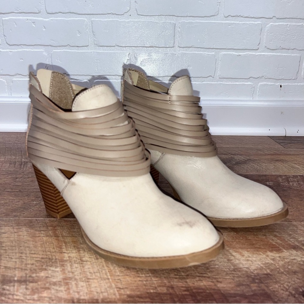 Rampage Verna Strappy Booties in Creamy Tan